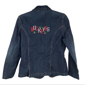 Ohio State Buckeyes Jean Jacket GLO Junior Large Embroidered Dark Wash